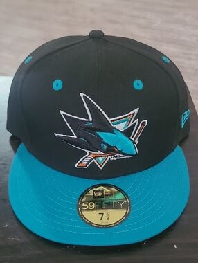 New Era San Jose Sharks Black and Teal Fitted 59FIFTY Hat